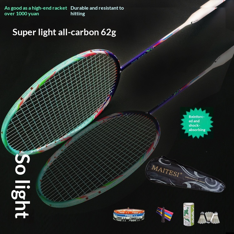 Badminton Racket Carbon - Raqueta de bádminton ultraligera 8U, hoja