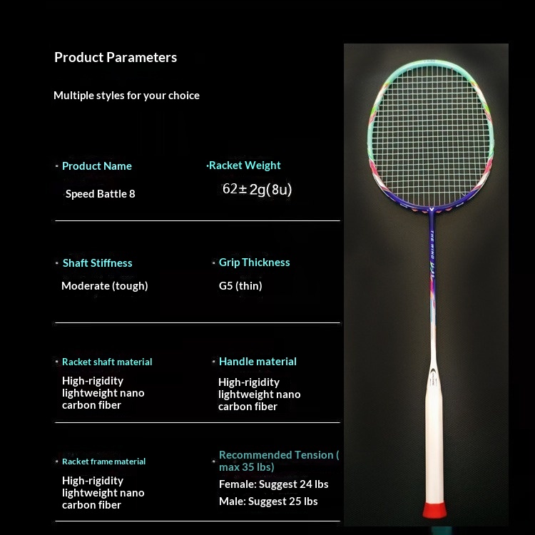 Raqueta de bádminton ultralige - Badminton Racket Carbon reseña y precio